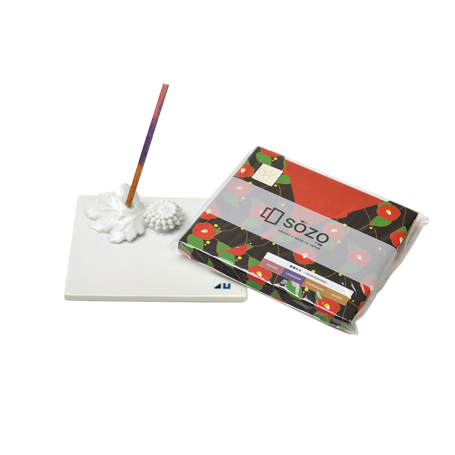 【菊花香置き お香付き / Chrysanthemum Incense Holder】No.51-0455
